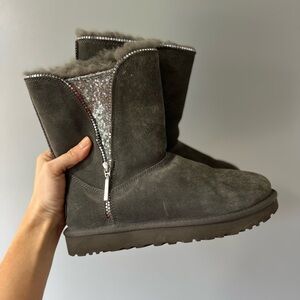 Gray Ugg Women's Boots with Sequin Detail